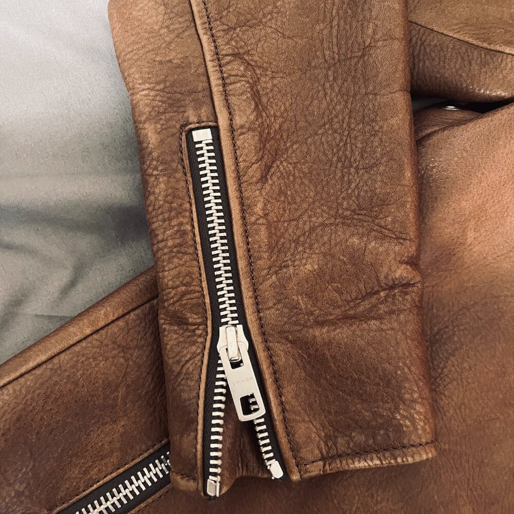 Coach F82825 Cow Leather jacket XS brown MSRP $1000 - Picture 2 of 8